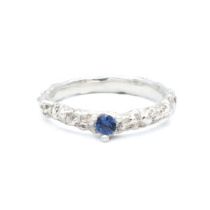 Volcanic rock ring with zirconia stone